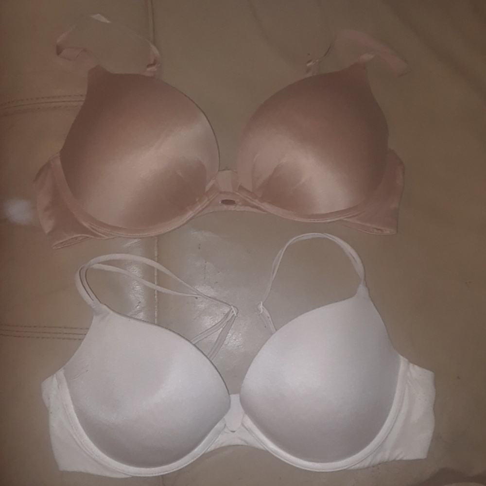 2 - Victoria's Secret bras 36C beige & white